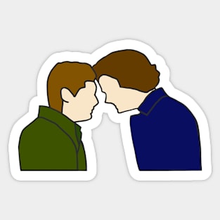 sam and dean, dean death barn scene forehead touch, supernatural finale Sticker